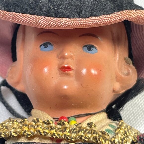 Vintage Handcrafted European Folk Art Doll With Traditional Dress & Hat Collecti - Picture 6 of 8